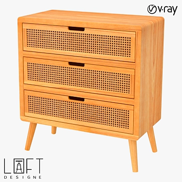 LoftDesigne 7135 Wood Chest of Drawers 3D model image 1 