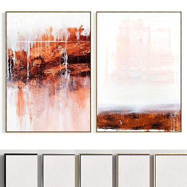 Dual Frame Plaster Artwork Set 3D model image 1 