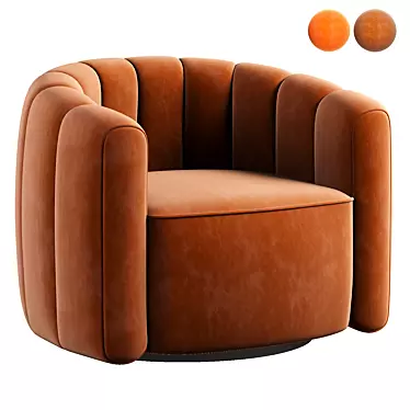 Luxury Russet Velvet Swivel Chair 3D model image 1 