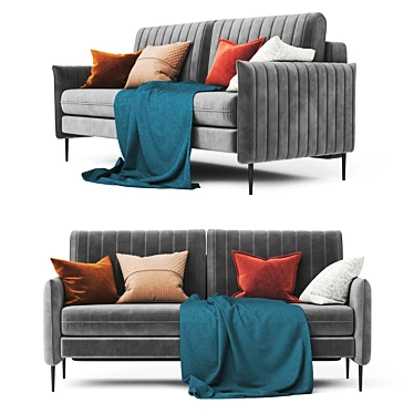Svaut Velvet Grey Sofa: Modern Elegance 3D model image 1 