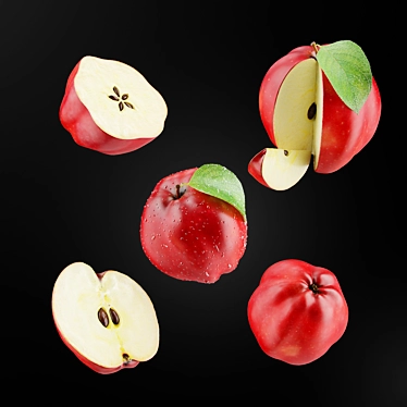 Red apple with leaf and drops