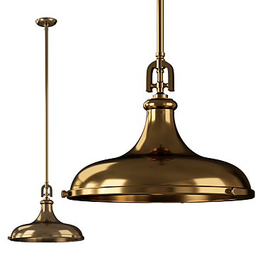Sleek Satin Brass Pendant - 18" Rutherford Light 3D model image 1 