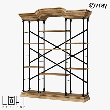 Industrial Pine Bookcase - LoftDesigne 80309 3D model image 1 