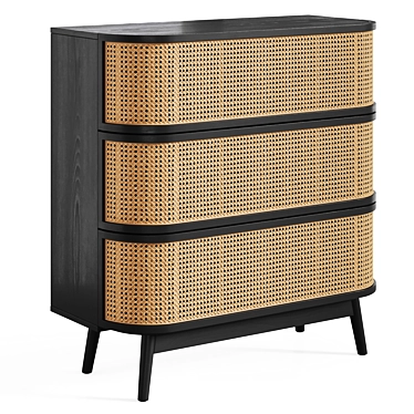 Laora Rattan 3-Drawer Commode 3D model image 1 