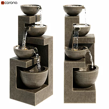 Elegant Gray LED Outdoor Fountain 3D model image 1 