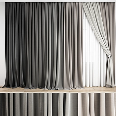 Premium Polygonal Curtain Model 3D model image 1 