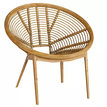 Vintage Rattan Armchair: Timeless Elegance 3D model image 1 