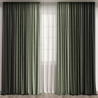 Elegant Window Drapery 3D model image 1 