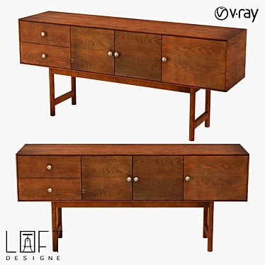 LoftDesigne 80591 Birch and Oak Chest of Drawers 3D model image 1 