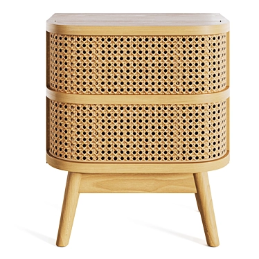 Laora Bedside Table: Stylish Rattan Design 3D model image 1 