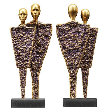 Elegant Couple Sculpture for Home Decor 3D model image 1 