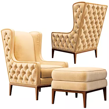 Idris Leather Wing Chair: Tufted Elegance for Your Home 3D model image 1 