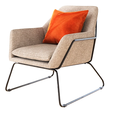 Beige Fabric Lounge Chair: Concord 3D model image 1 