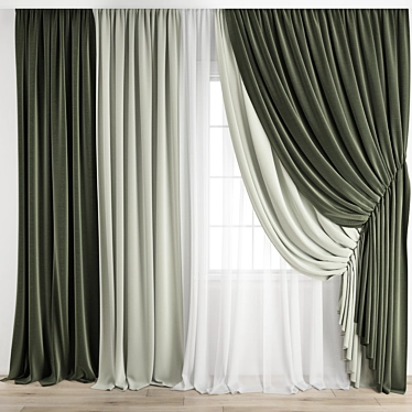 Elegant Polygon Curtain Model 3D model image 1 