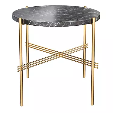 Sleek Black Marble X Side Table 3D model image 1 