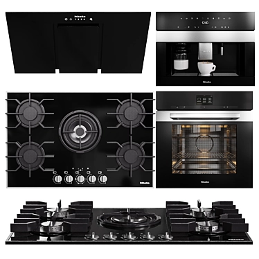 Miele Kitchen Collection: Oven, Coffee Maker, Gas Hob & Hood 3D model image 1 