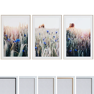 Modern Field Flowers Picture Frame Set 3D model image 1 