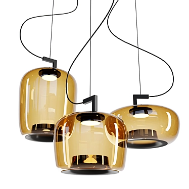 Elegant Blown Glass Pendant Lamp 3D model image 1 