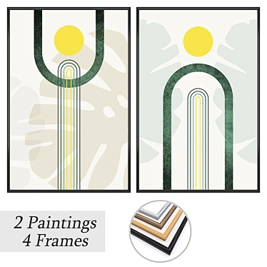 2-Piece Paintings Set with Multiple Frame Options 3D model image 1 