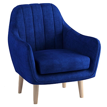 Modern Blue Polyester Wood Accent Chair 3D model image 1 