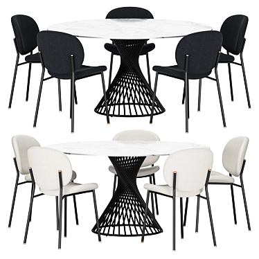 Elegant Dining Set with Ines Chair 3D model image 1 