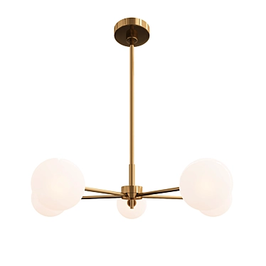 Satin Brass Nathan Chandelier - Modern Elegance 3D model image 1 