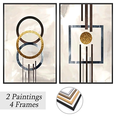 Artistic Masterpieces Set with Multiple Frame Options 3D model image 1 