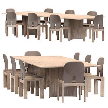 Sleek Crevasse Table & Scarpa Chair 3D model image 1 