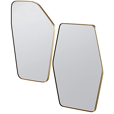 Hexagon Brass Wall Mirror - 94.5 x 64 x 3 cm 3D model image 1 