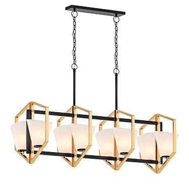 Golden Oblique Linear Pendant: Maxim 8-Light 3D model image 1 