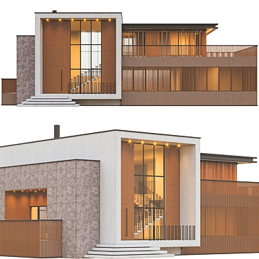  Modern Duplex Villa Design 3D model image 1 