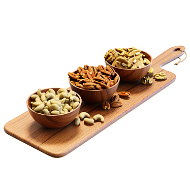 Wooden Serving Board with Nuts 3D model image 1 