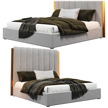 Aeliana Tufted Upholstered Platform Bed 3D model image 1 