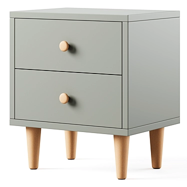 Finn Kids 2-Drawer Nightstand: Sleek and Stylish Storage Solution 3D model image 1 