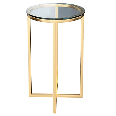 Elegant Gold Glass Side Table 3D model image 1 