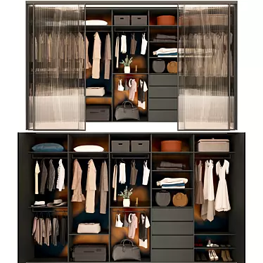 Modern Stylish Wardrobe with Customizable Design 3D model image 1 