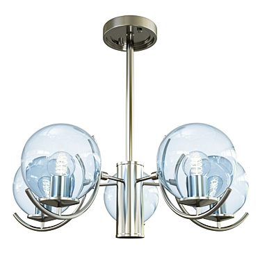 Sleek Sputnik Chrome Glass Chandelier 3D model image 1 