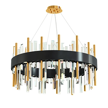 Luxurious Gold Black Crystal Chandelier 3D model image 1 