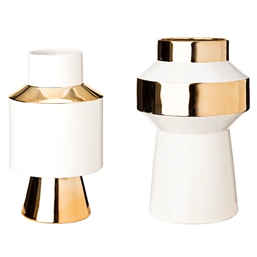 Elegant White and Gold Vase 3D model image 1 