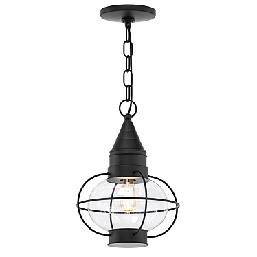 Elegant Black Outdoor Pendant Lantern 3D model image 1 