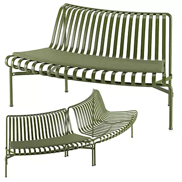 Palissade Park Dining Bench: Outdoor Modular Seating 3D model image 1 