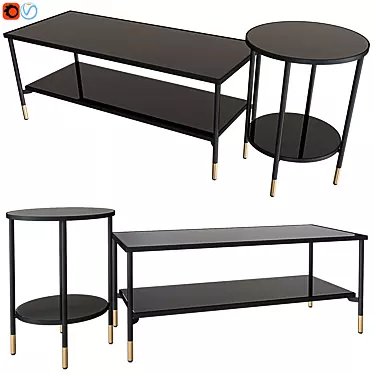 Sleek Black Glass Coffee Table - IKEA ÄSPERÖD 3D model image 1 