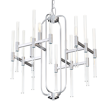 Elegant Metal Pillar Chandelier 3D model image 1 