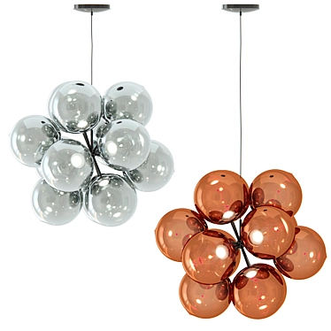 Globe Burst Chandelier: Chrome & Copper Elegance 3D model image 1 