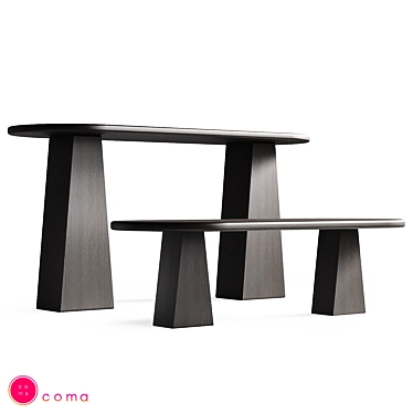  Customizable OM RT 10 Wood Veneer Desk 3D model image 1 