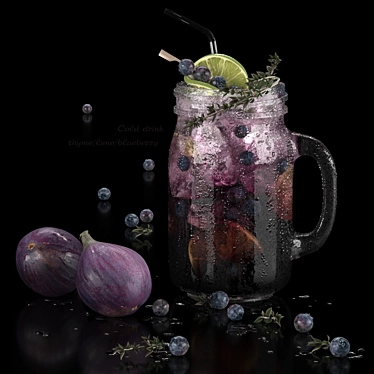 Refreshing Thyme Lime Blueberry Cold Drinks 3D model image 1 