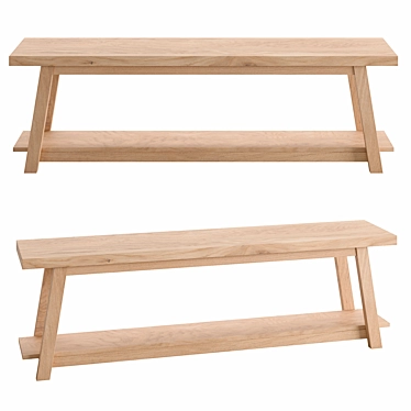 Rustic Teak Bench 150cm: Solid Wood Design 3D model image 1 