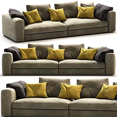 Cozy 3-Seater Fabric Sofa 3D model image 1 