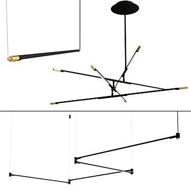 Modern Gold Black Lighting Collection 3D model image 1 