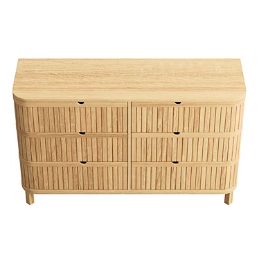 Juliette Modern 6-Drawer Oak Dresser 3D model image 1 